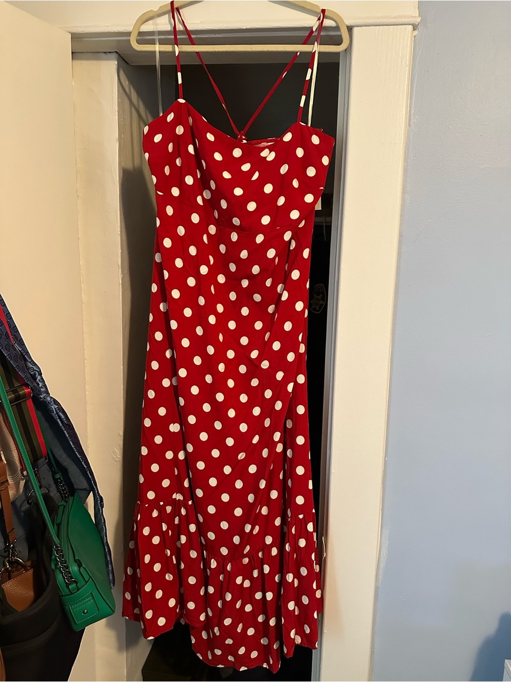 a new day Red Polka Dot Maxi Dress with Spaghetti Straps